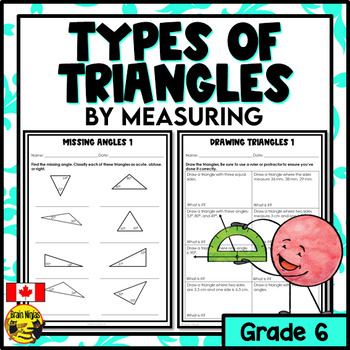 Preview of Classifying Triangles by Measuring Angles or Sides | Math Worksheets