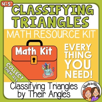 Preview of Classifying Triangles by their Angles acute, obtuse, right angle Math Kit