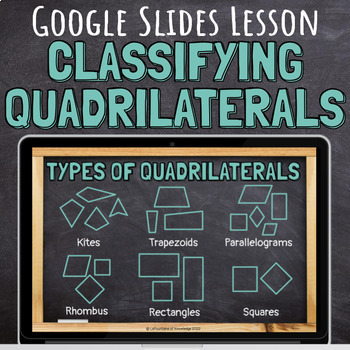 Preview of Classifying Types of Quadrilaterals Google Slides Geometry Lesson With Practice