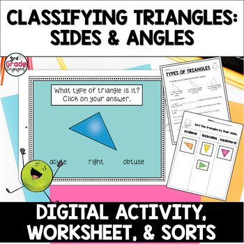 Preview of Classifying Types of Triangles Worksheets Sorts and Activity for Google Slides ™