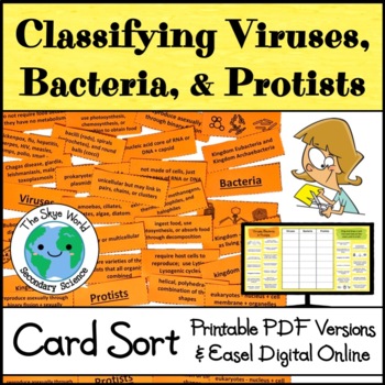 Preview of Classifying Viruses, Bacteria, & Protists Card Sort Activity w Digital Easel 