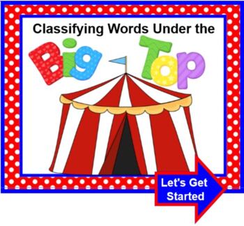 Preview of Classifying Words Under The Big Top SMARTBOARD