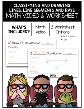 Preview of 4.G.1: Classifying & Drawing Lines, Line Segments, Rays Math Video and Worksheet