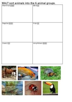 Preview of Classifying animals (English/ Chinese) Cut and Glue. Editable.