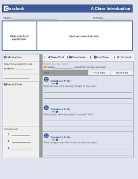 Blank Facebook Worksheets Teachers Pay Teachers