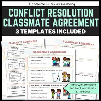 Preview of Classmate Agreement, Getting Along Activity - Bullying Prevention Worksheet
