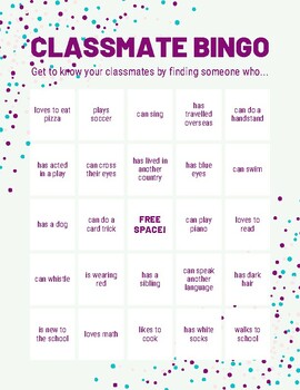 Classmate Bingo by Annaleigh Home | TPT