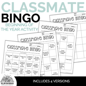 Preview of Classmate Bingo First Day Actvity