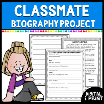 Preview of Classmate Biography | Back to School Writing Activity | All About A Classmate