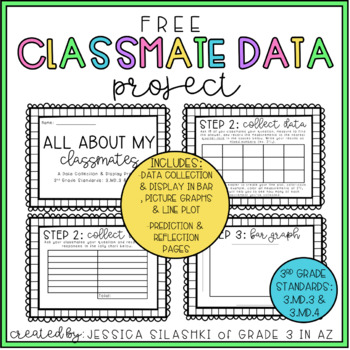 Preview of FREEBIE: Classmate Data Project (3rd Grade Data Collection & Display)