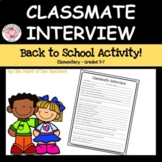 Classmate Interview Back to School Activity Grades 3-7 Pri