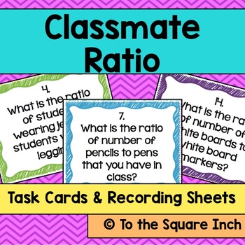 Preview of Classmate Ratios Task Cards | Math Center Practice Activity