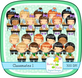 Classmates Clipart Set 1 by Bubbly Cute | TPT