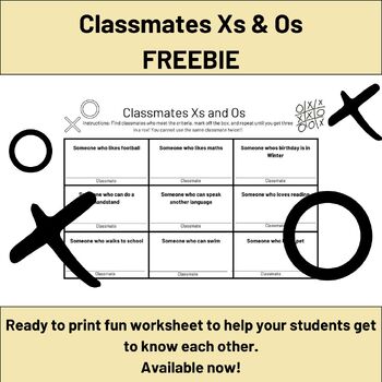 Preview of Classmates Xs + Os - FREEBIE