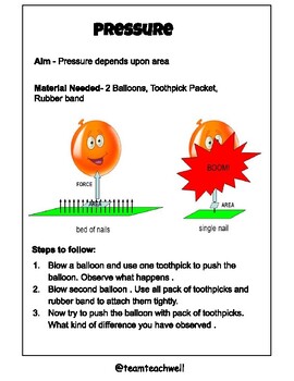 Preview of Classroom Activity - Let's Prove Pressure depends upon area.