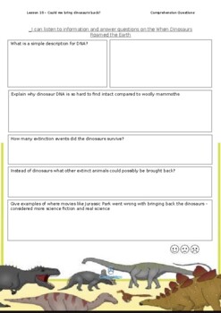 Preview of Classroom Activity Page 1 - Could We Bring Back Dinosaurs?