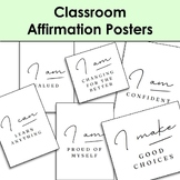 Classroom Affirmation Posters - Black and White Font, Simp