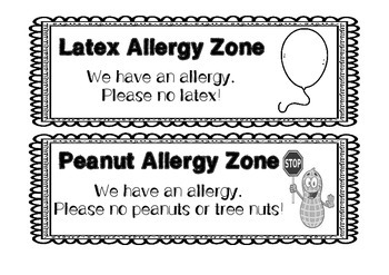 Classroom Allergy Signs  Peanut Allergy, Latex Allergy by Kindled Minds