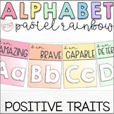 Classroom Alphabet | Positive Character Traits | Pastel Rainbow