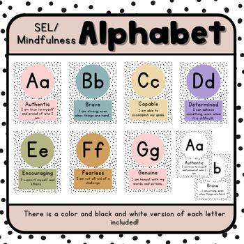 Preview of Classroom Alphabet - SEL, Mindfulness, Self Esteem, Self Growth