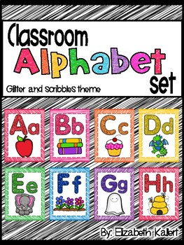 Classroom Alphabet Posters: Glitter & Scribble Theme by Elizabeth Kallert