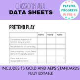 Classroom Area Data Sheets - Goals, Preschool, AEPS, TS Gold