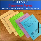 Classroom Assignment Forms: Absent Student, Missing Work, 