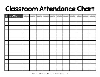 Blank Attendance Chart