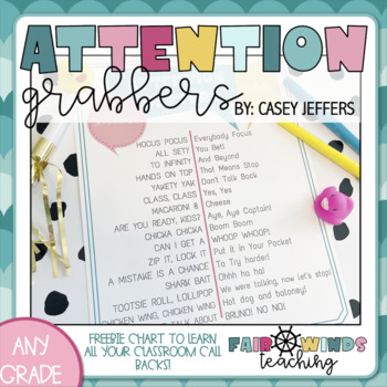Preview of Classroom Attention Grabbers (Call backs) **FREEBIE**