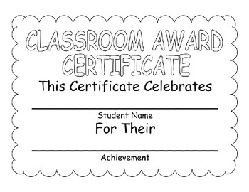 Classroom Award Certificate Certificado de premio del salón de clases