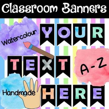 Preview of Classroom Banner A-Z - Handmade with watercolour!