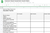 Classroom Based Assessment Teacher Input Page