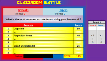 Preview of Classroom Battle - Family Feud Style Review Game