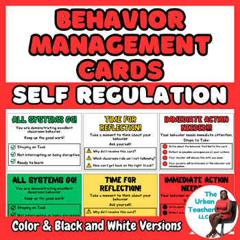 Preview of Classroom Behavior Management Cards: Green, Yellow, Red Self-Regulation System