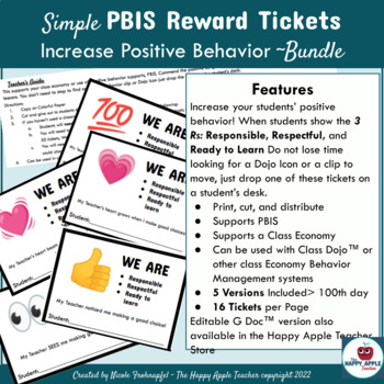 Preview of Classroom Behavior Management printable PBIS reward Tickets Themed Bundle