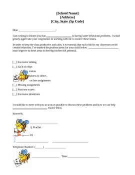 Preview of Classroom Behavior Parent Letter in English and Spanish