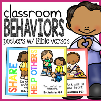 Preview of Classroom Behavior Posters with Bible Verses