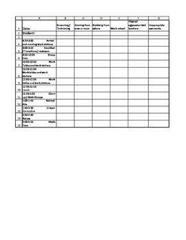 Preview of Classroom Behavior Tracking Log Sheet (Editable)