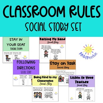 Preview of Classroom Rules Social Story Set | Stay in Your Seat | Following Directions