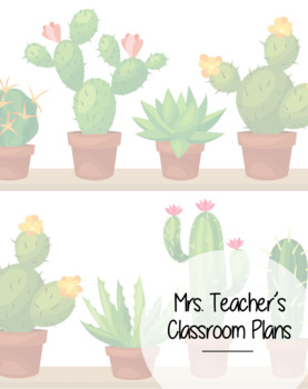 Preview of Classroom Binder Organizer Kit (aka Sub Binder) BOHO Cactus - FULLY EDITABLE