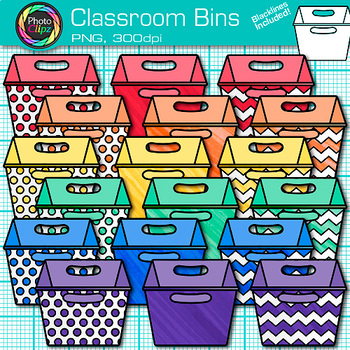 Preview of Classroom Bins Clipart: 21 School Library Storage Clip Art Transparent PNG B&W