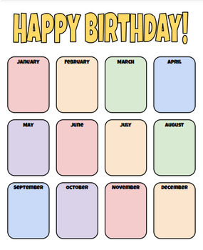 Classroom Birthday Calendar by Learning with Mrs Lombardi | TPT