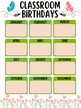 Preview of Classroom Birthday Chart 18in x 24in