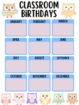 Preview of Classroom Birthday Chart 18in x 24in