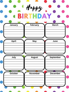 Classroom Birthday Poster by Miss Adams's Resources | TPT