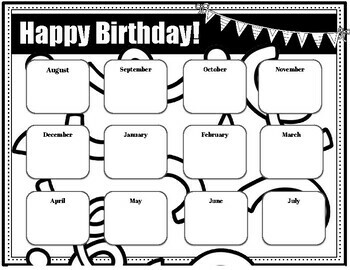 Classroom Birthday Poster - Multiple Styles - B/W and Color Options