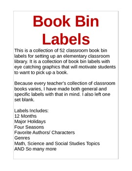 Preview of Classroom Book Bin Labels-52