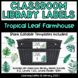 Classroom Book Bin Labels Farmhouse Tropical Botanical Lea
