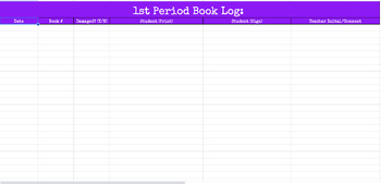 Preview of Classroom Book Log