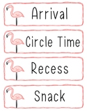 Classroom Bulletin Board Subjects - Flamingo Theme